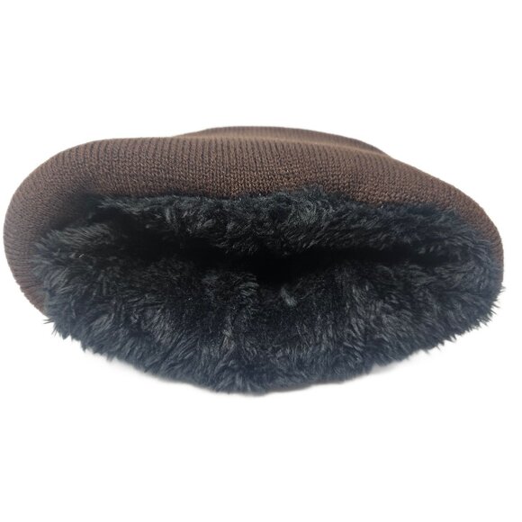 Puerto Rico Embroidered Skull Cap Beanie Winter Hat, Warm Lined, Brown, NWT - Picture 2 of 5